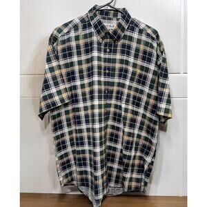 ALEXANDER MARTIN Mens Shirt Short Sleeve Plaid Sz Large Button Up Men's